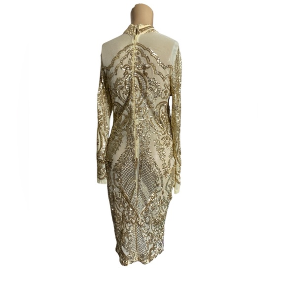 Fashion nova sequín Dress Sheer Golden size M - Picture 5 of 5